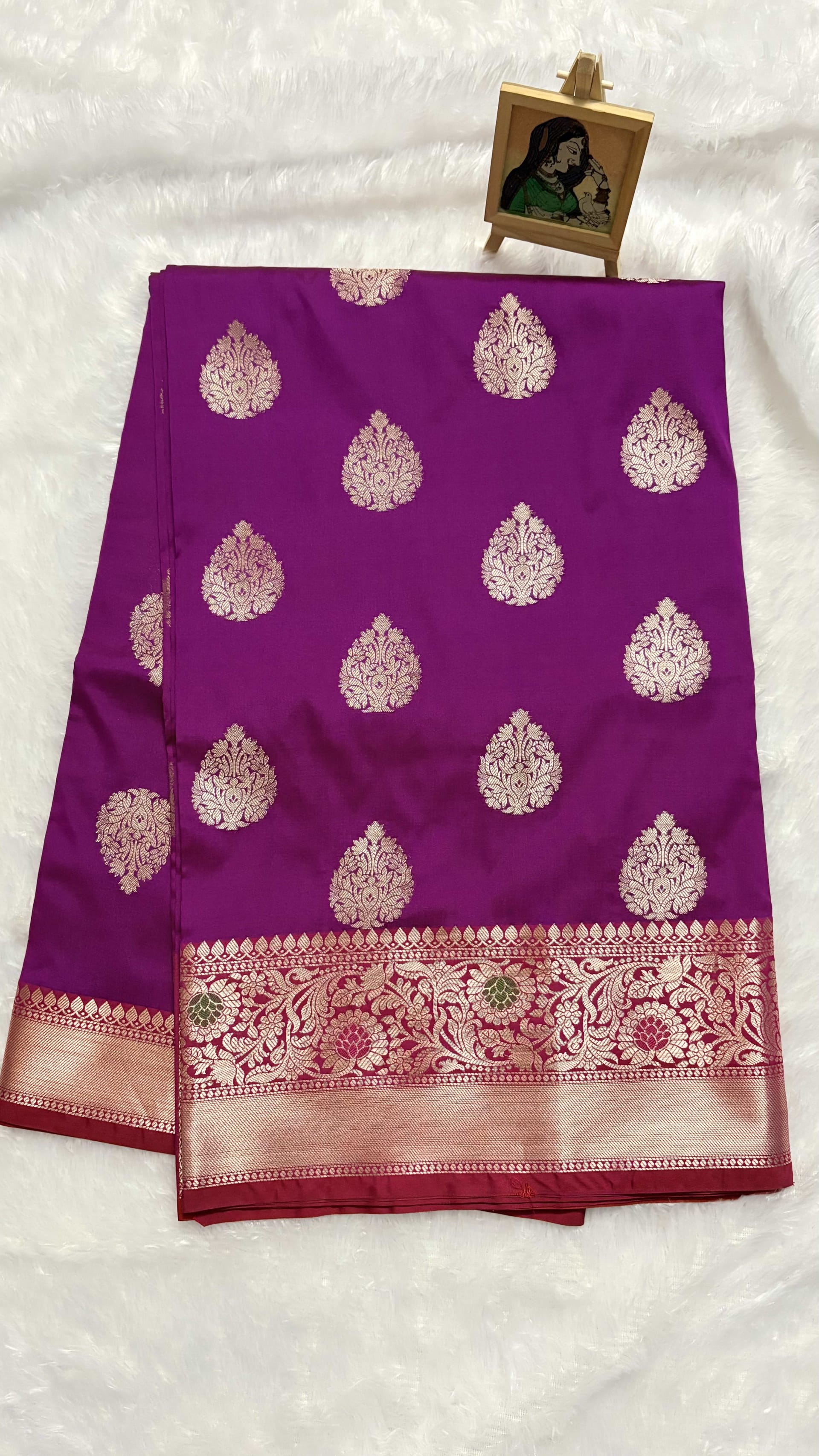 Semi Katan Silk Saree - Pink — Pink/Peach Banarasi Katan saree