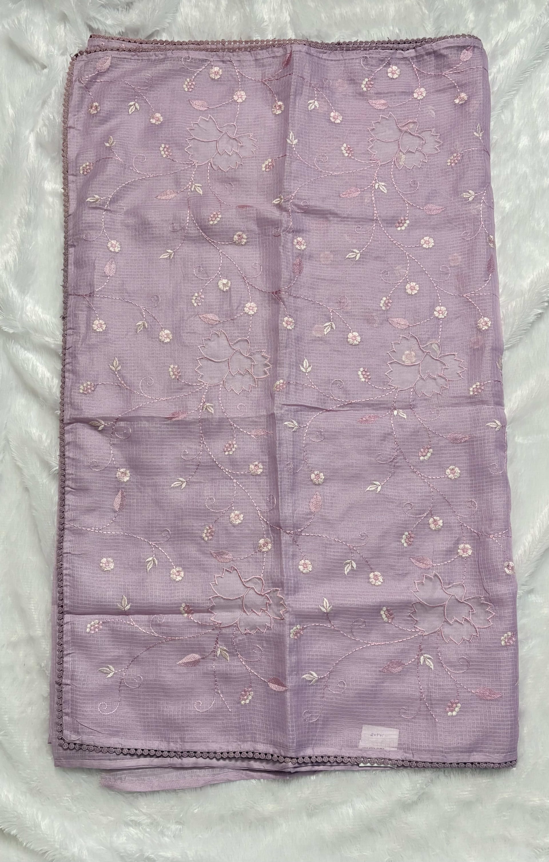 Semi Kota Sarees With Applique Work - Lavender — Purple/Lavender Chanderi Kota saree