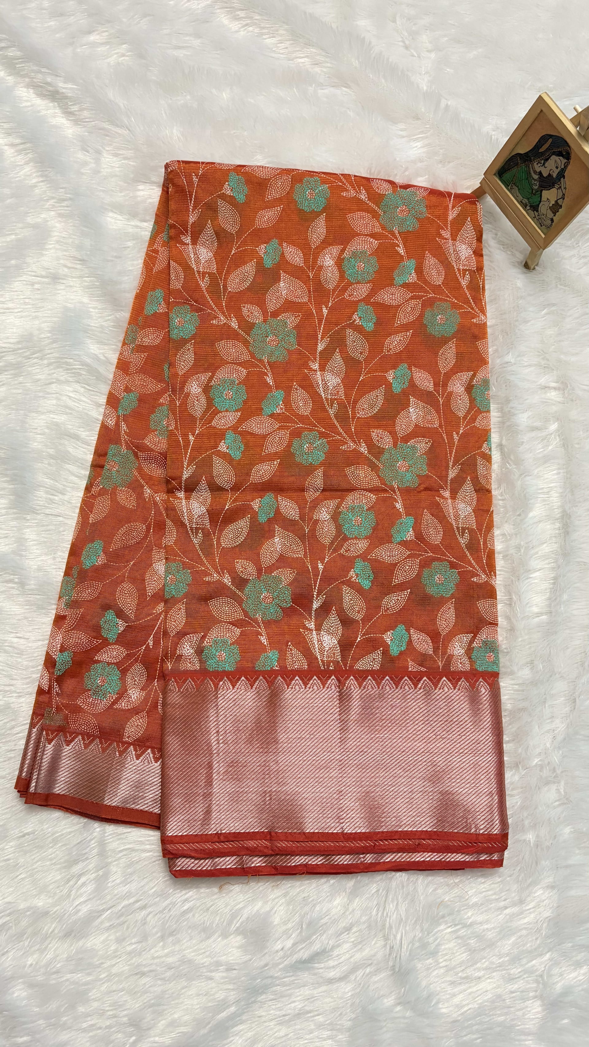 Mangalagiri Pattu Sarees - Orange — Orange Mangalagiri Silk saree