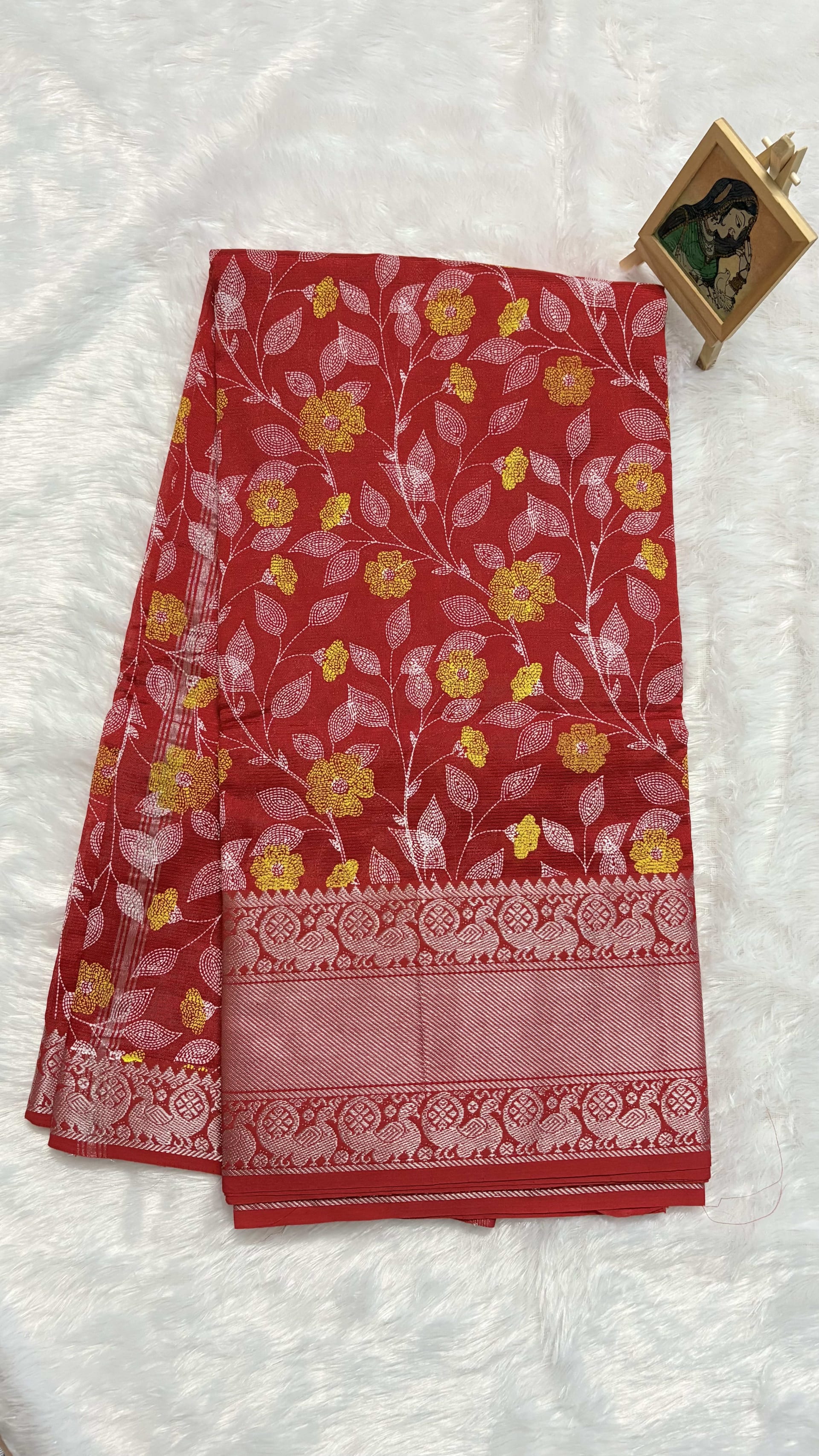 Mangalagiri Pattu Sarees - Red — Red/Maroon Mangalagiri Silk saree