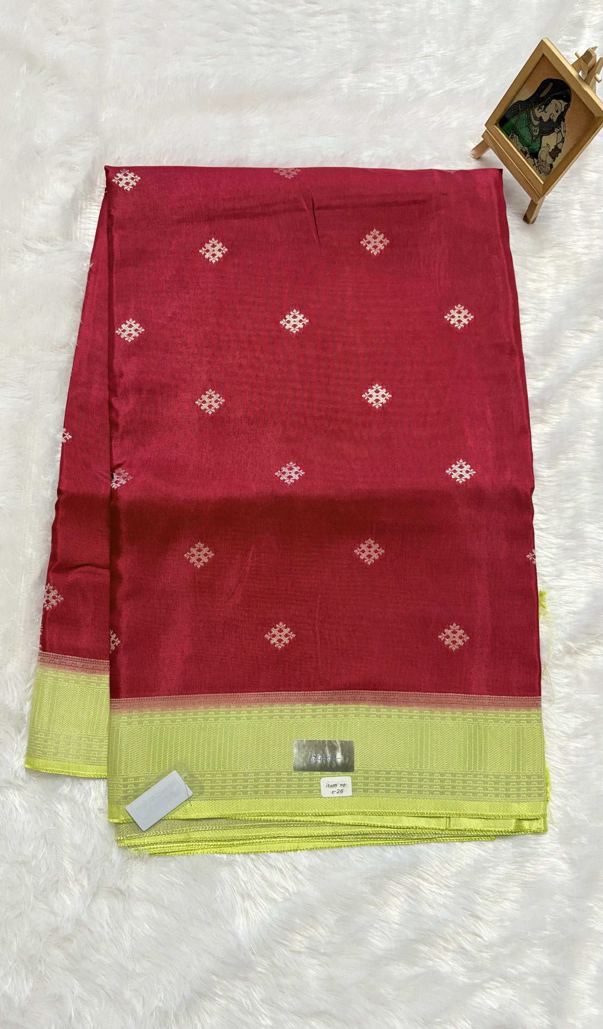 Viscose Silk Saree - Pink and Neon green — Pink/Peach Banarasi Crepe saree