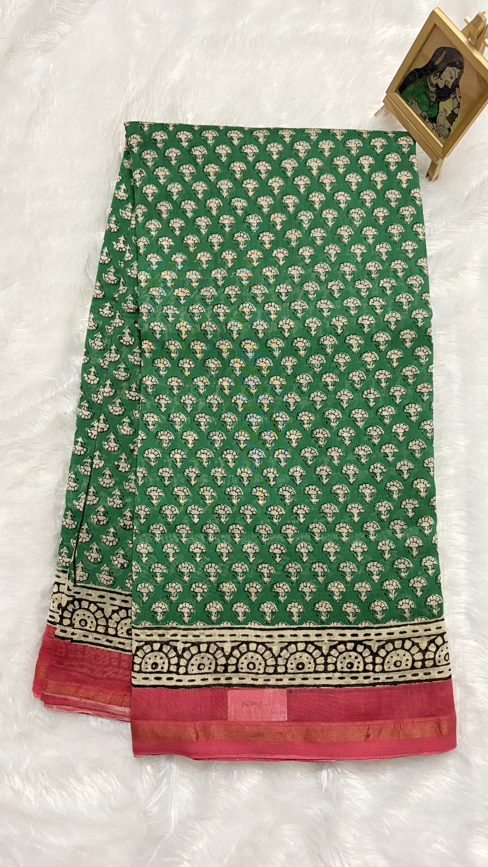 Pure Chanderi Saree - Green — Green Chanderi Cotton saree