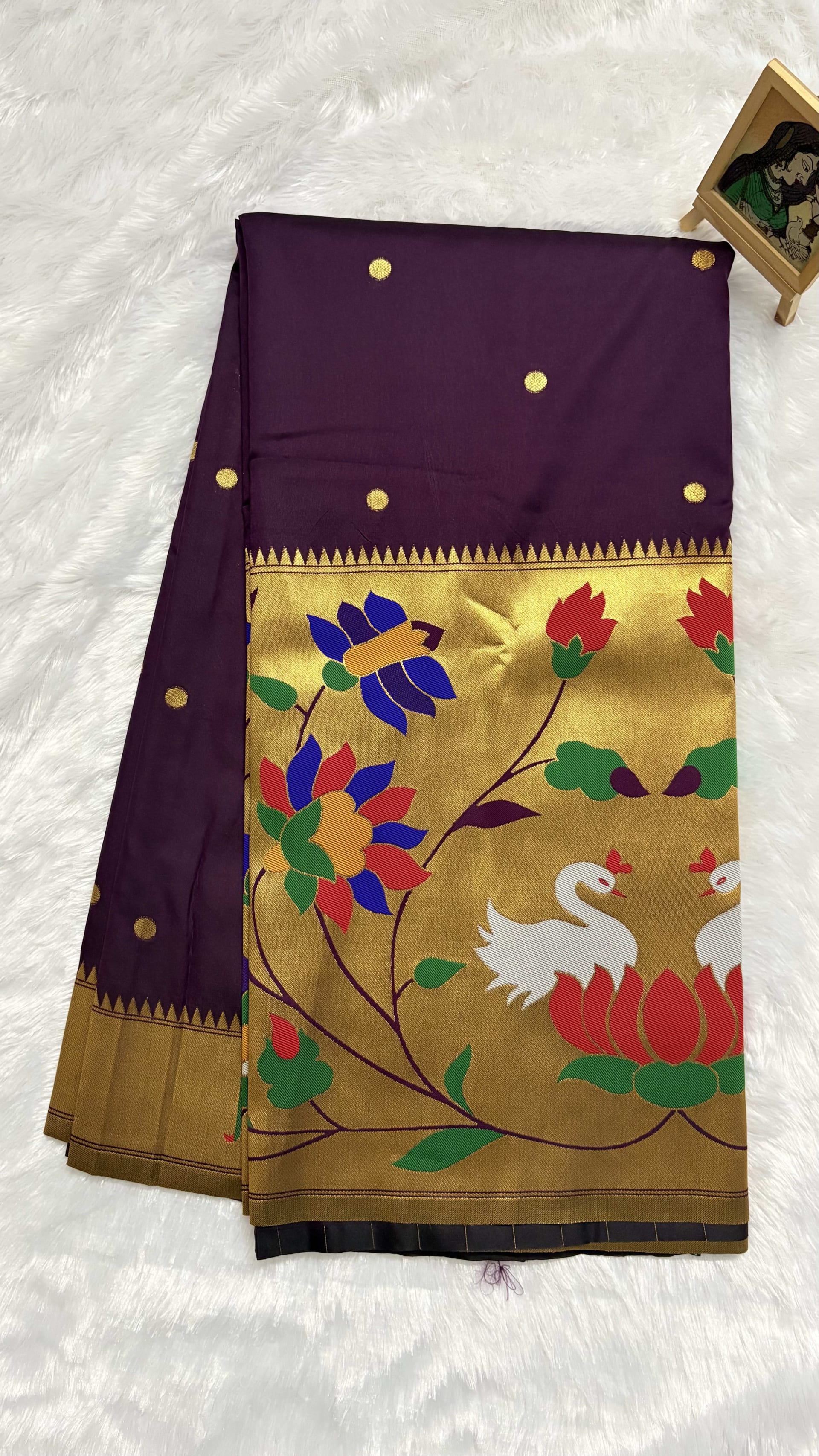 Art silk Sarees with Paithani Skirt Border - Purple — Purple/Lavender Paithani Art Silk saree