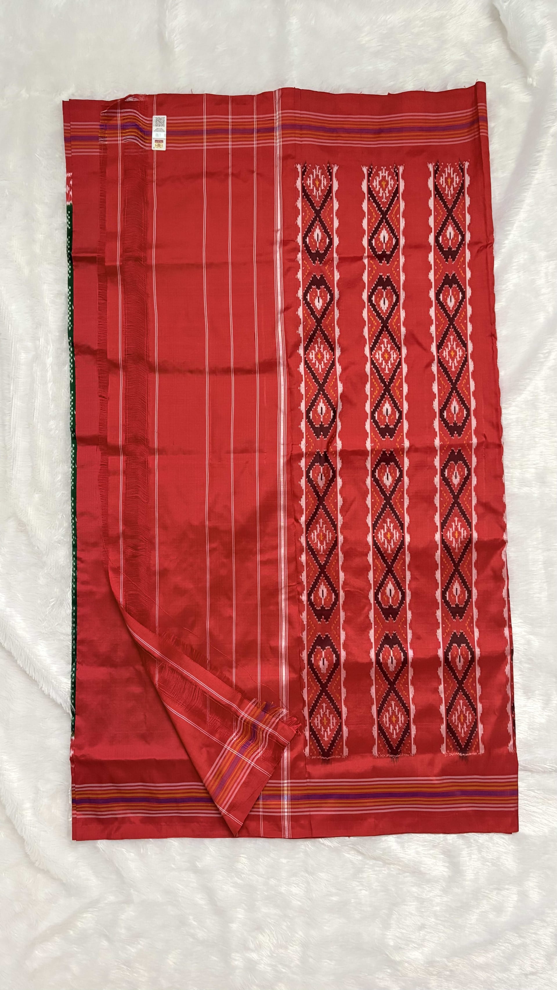 Pure Ikkat Silk Saree Abstract Green — Green Pochampally/Ikat Silk saree
