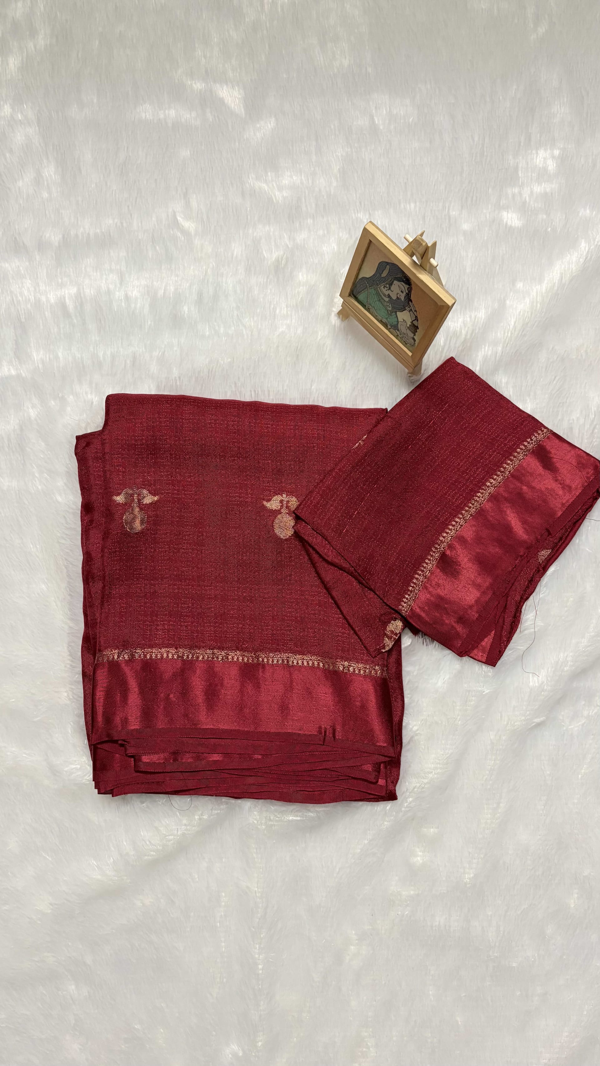 Viscose saree with buttas Maroon — Red/Maroon Banarasi Viscose saree