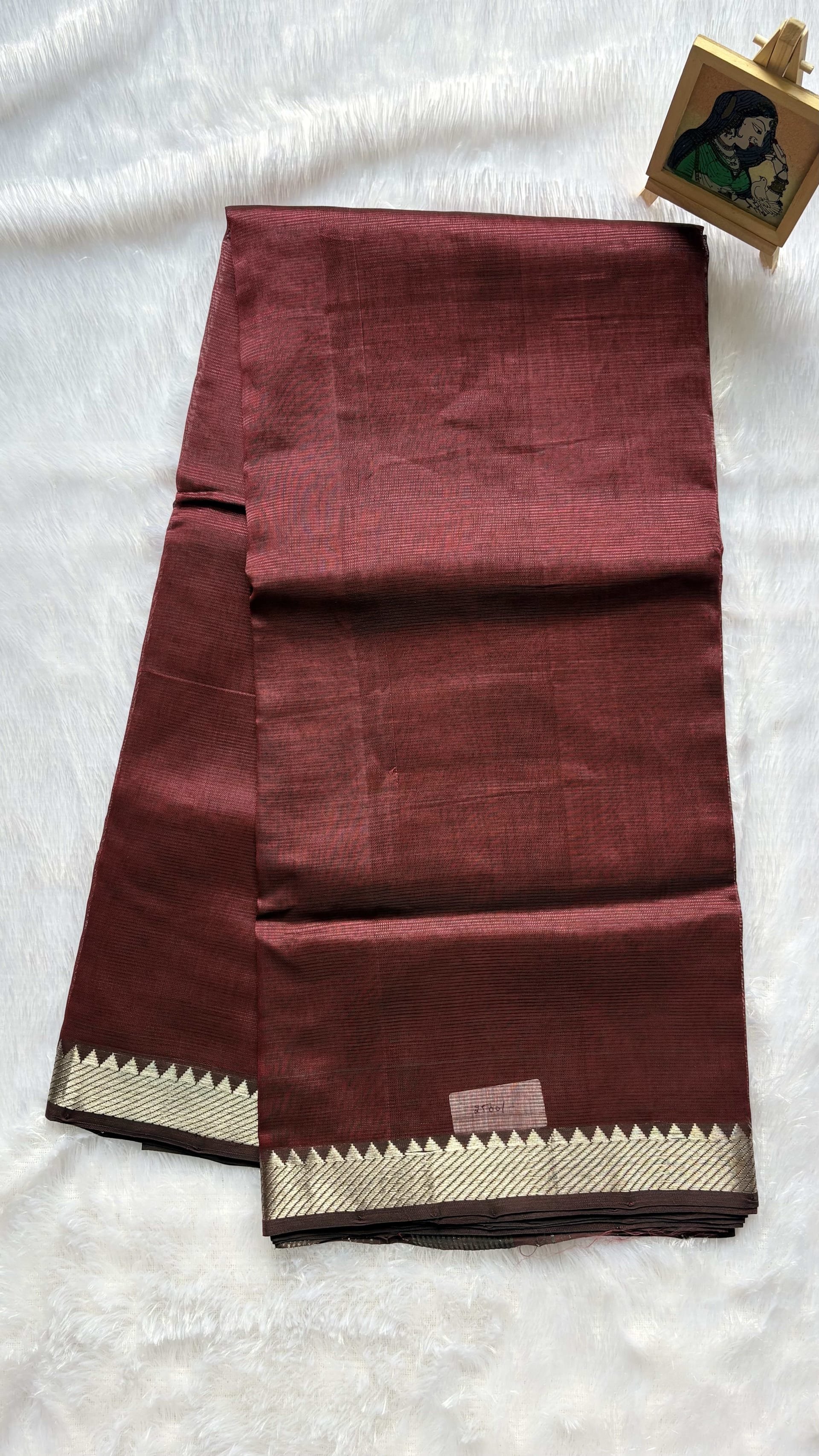Mangalagiri Pattu Sarees 50mm border Brown — Brown Mangalagiri Silk saree