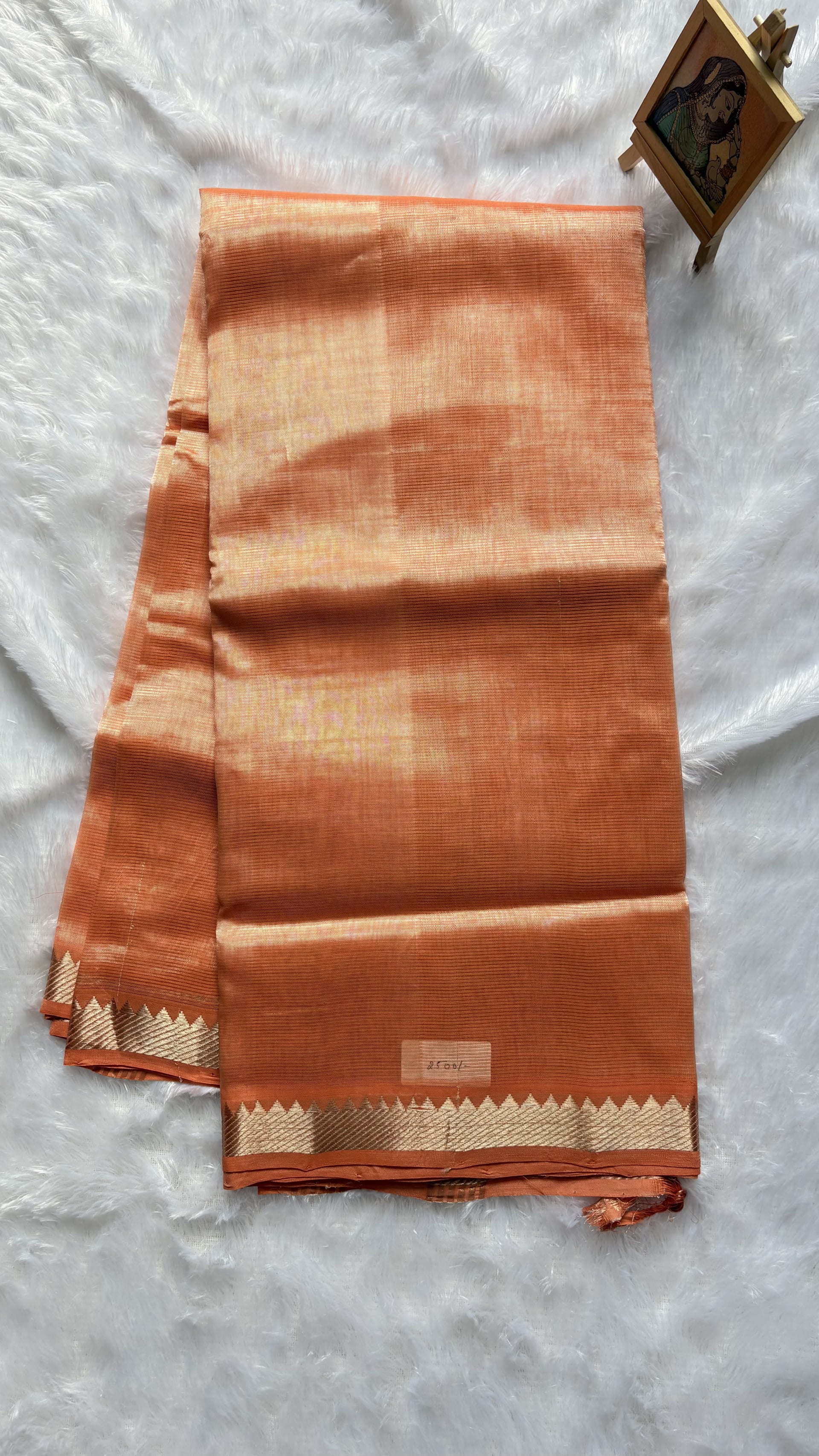 Mangalagiri Pattu Sarees 50mm border Peach — Pink/Peach Mangalagiri Silk saree