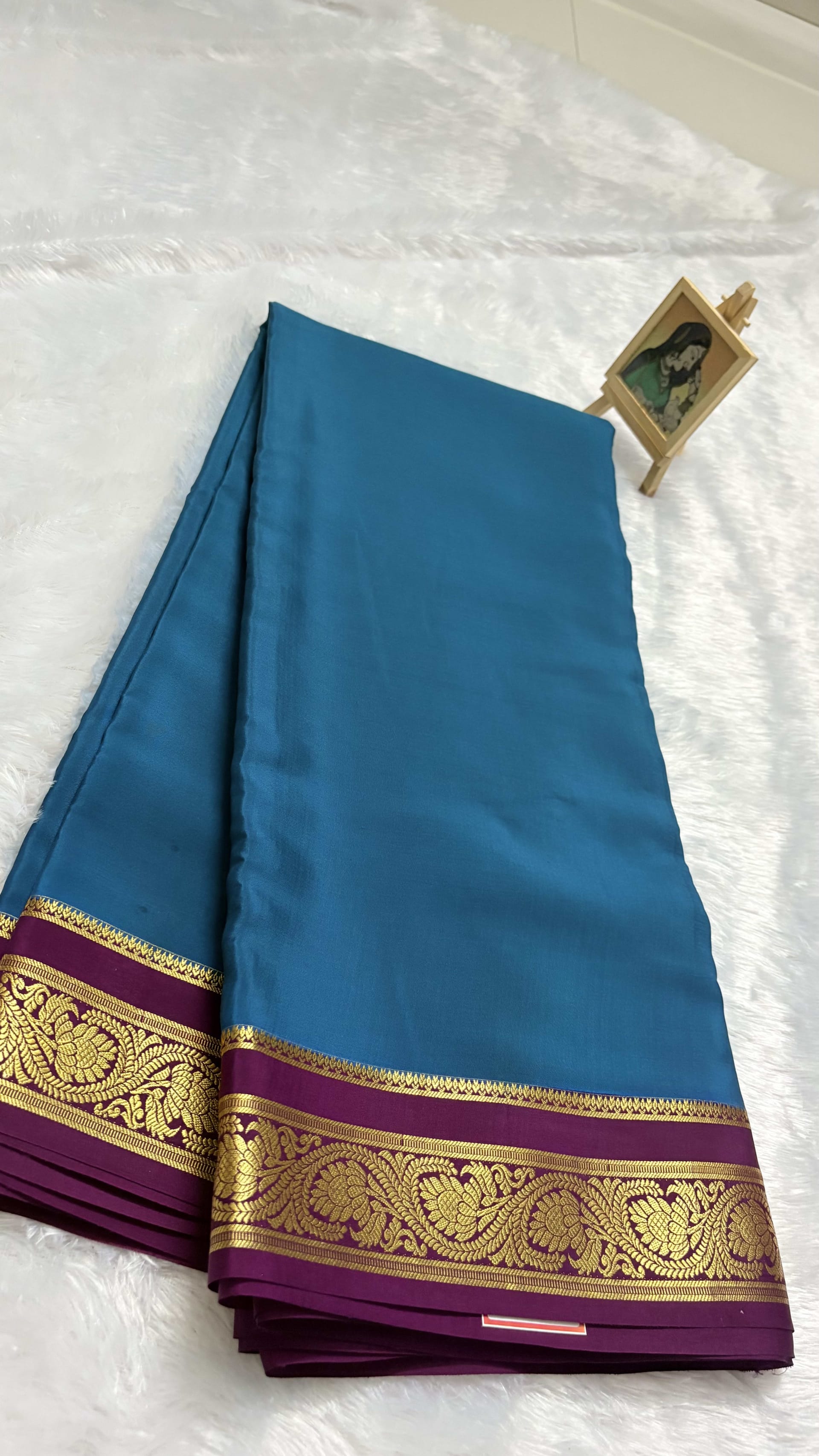 Pure Mysore crepe silk saree with Rich Pallu Rama green and Wine - 120gsm — Green Mysore Silk Mysore Silk saree