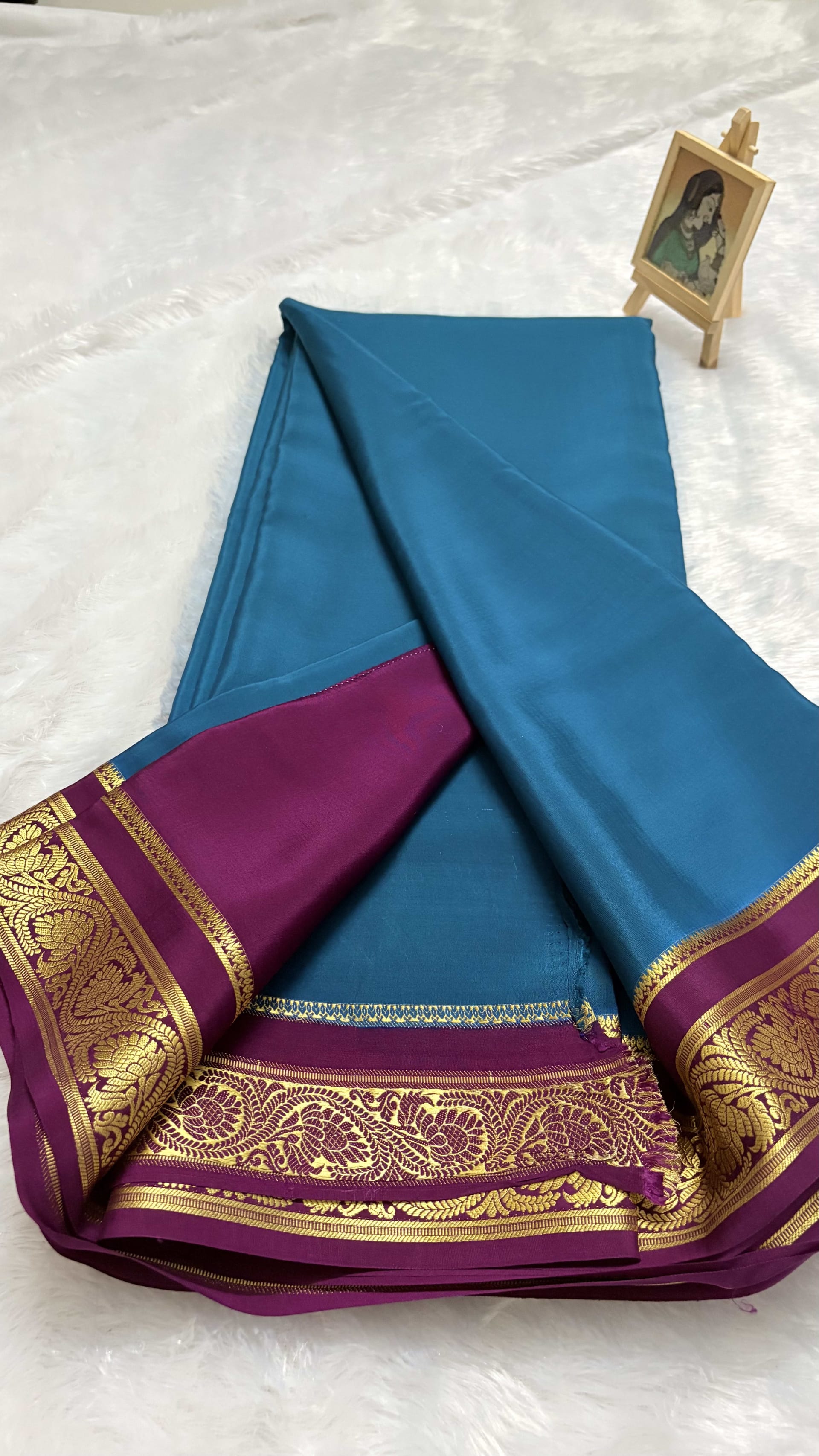 Pure Mysore crepe silk saree with Rich Pallu Rama green and Wine - 120gsm — Green Mysore Silk Mysore Silk saree