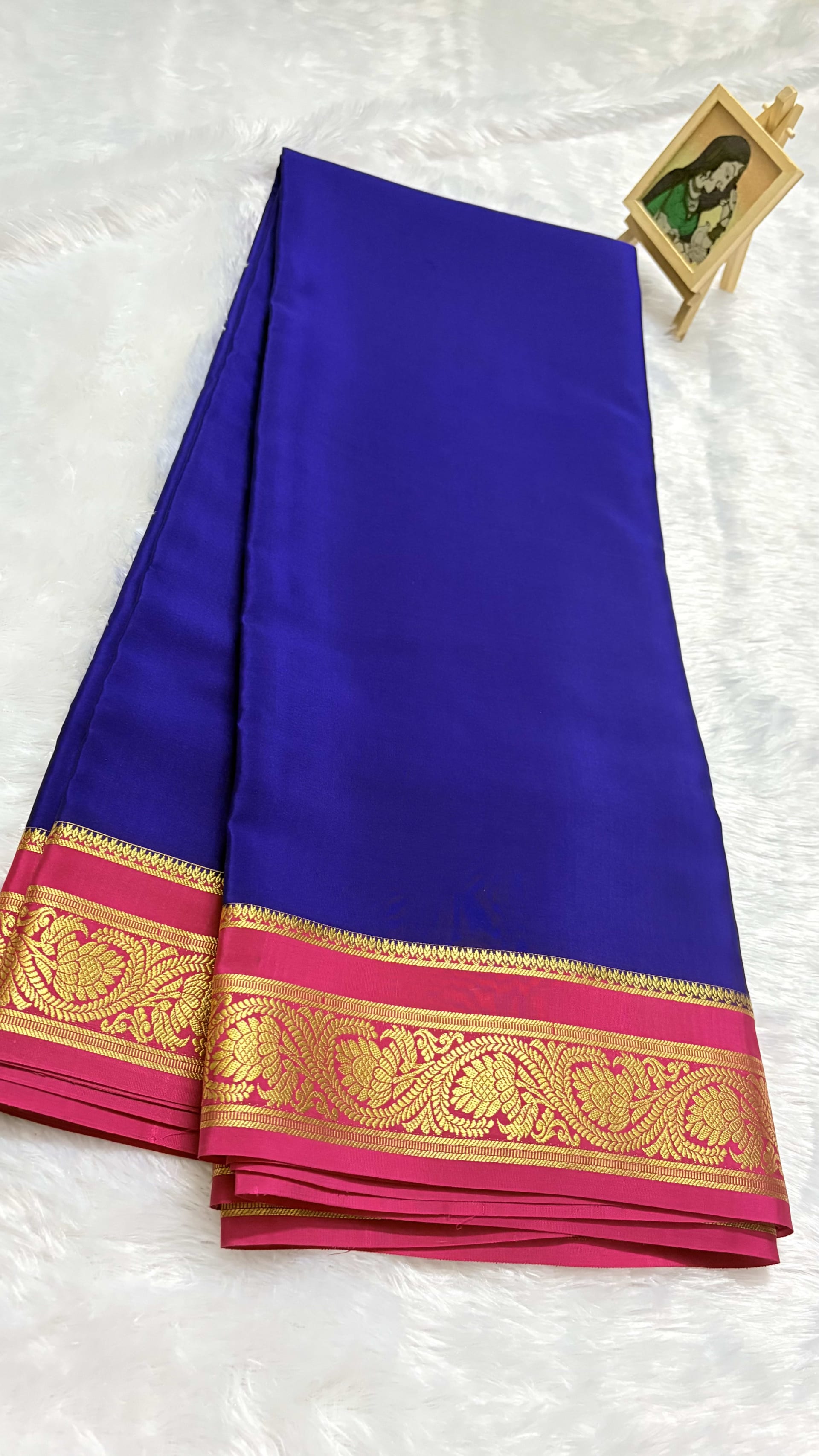 Pure Mysore crepe silk saree with Rich Pallu Purple and Pink - 120gsm — Purple/Lavender Mysore Silk Mysore Silk saree