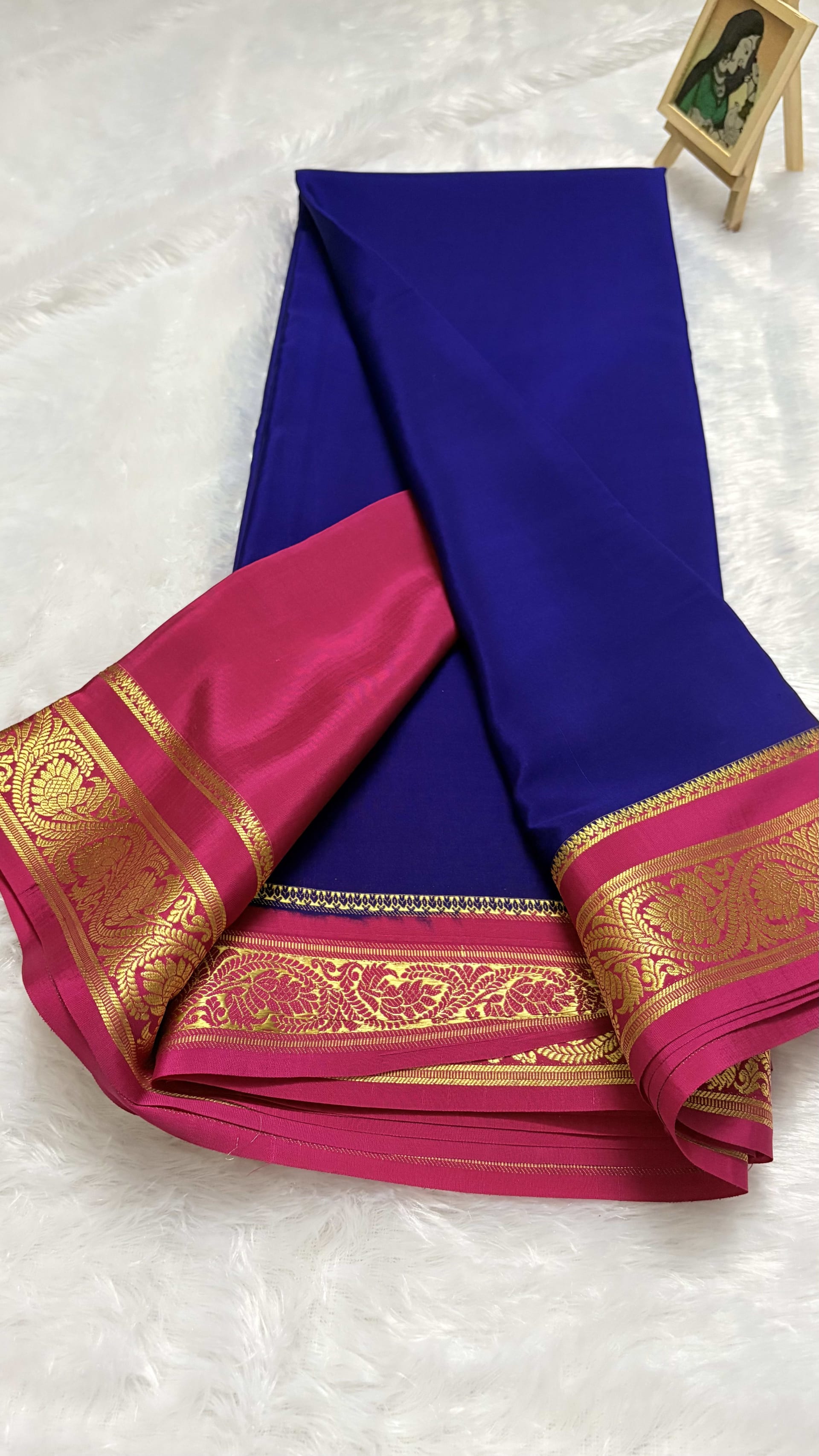 Pure Mysore crepe silk saree with Rich Pallu Purple and Pink - 120gsm — Purple/Lavender Mysore Silk Mysore Silk saree